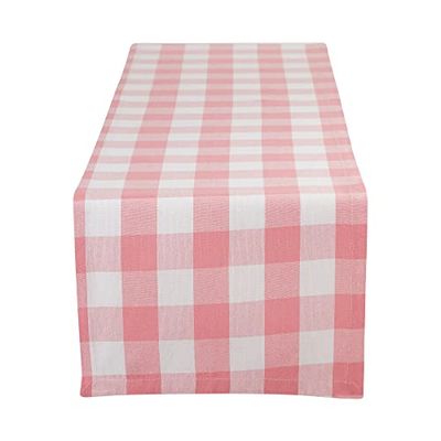 DII Buffalo Check Collection Chemin de table classique Farmhouse 35,6 x 274,3 cm Rose et blanc