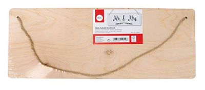 Rayher Cartaz de madeira para pendurar, personalizável, com corda juta, 40 x 15 cm, 62849505