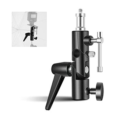 NEEWER - Soporte para flash tipo H para cámara y compatible con Softbox Paraguas, adaptador de soporte de luz de metal ajustable giratorio de 180° con adaptador de tornillo de 1/4" a 3/8"