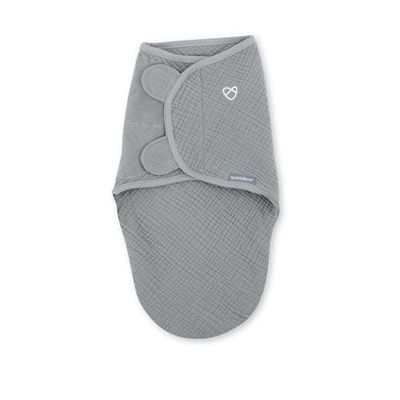 SwaddleMe by Ingenuity, Manta original de muselina, para edades entre 0 y 3 meses, entre 3,2 y 6,35 kilos, 1 unidad, 1.0 TOG - Granito