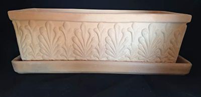 FIORIERA IN TERRACOTTA + SOTTOCASSETTA IN TERRACOTTA, LUNGHEZZA COMPRESA LA SOTTOCASSETTA CM 55, LARGHEZZA COMPRESA SOTTOCASSETTA CM. 21, ALTEZZA CM. 19