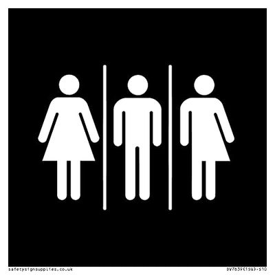 Female, Male and Non-gender specific in black panel Sign - 100x100mm - S10