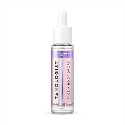 Tanologist Self Tan Drops Dark (30 ml) Tillsätt självbrunnande droppar för hudvård för känslig hud dermatologer godkända rena ingredienser & vegansk