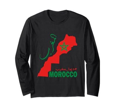 bandiera, di, marocco, dima maghreb, mappa, di, marocco Maglia a Manica