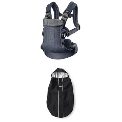Bundle of BabyBjörn Porte-bébé Harmony, Mesh 3D, Anthracite + Cape pour Porte-bébé, Noir