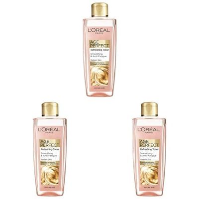 L'Oreal Paris Age Perfect Smoothing and Anti Fatigue Vitamin C Refreshing Toner, Black, 200 ml (Pack of 3)