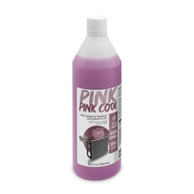 ErrecHome Pink Cool, Pink Coolant and Antifreeze -10°C/+103°C, Formulation with 100% silanized Si-OAT inhibitor package, G12+, G12++, Ready to Use,1 Litre
