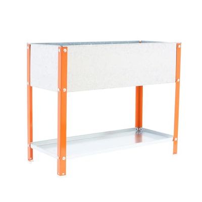 Simon Rack Huerto Urbano Metálico, Agujeros Drenaje, Capacidad 200 L, 850x1200x600 mm, Huerto Terraza Exterior, Naranja/Galva -Simon Garden