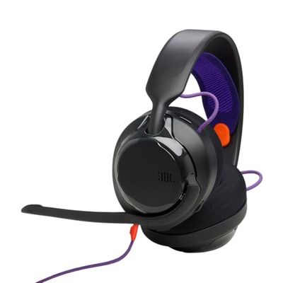 JBL Quantum 250, Casque Gaming Filaire, Son Spatial JBL Quantum, Micro à réduction de Bruit, câble 3,5 mm, pièces remplaçables, Compatible avec Apple, PC, Xbox, Playstation, Nintendo Switch, Noire
