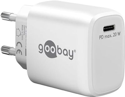 goobay 65406 USB-C PD (Power Delivery) snellader 20 W met GaN - technologie, lader/voeding/oplader voor USB type C-apparaten/iPhone/iPad/Samsung Galaxy, wit