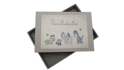 White Cotton Cards Nana's Boasting Book Tiny Photo Album Toys Range (Blue),12.5x17.5x2.5 cm