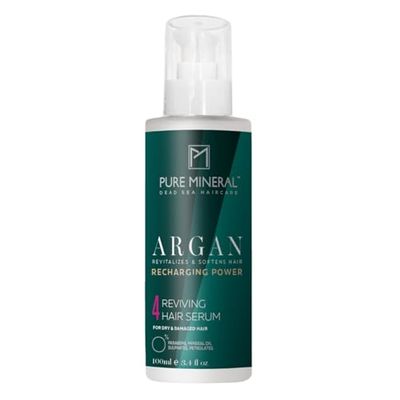Pure Mineral - Argan Oil Hair Serum - Smooths & Protects Dry Hair - Enriched with Vitamin E - Sulfate-Free, Paraben-Free, Petrolatum-Free - 100ml