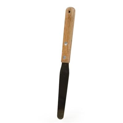 Spatola in acciaio inox per cera per depilazione in vaso, manico in legno