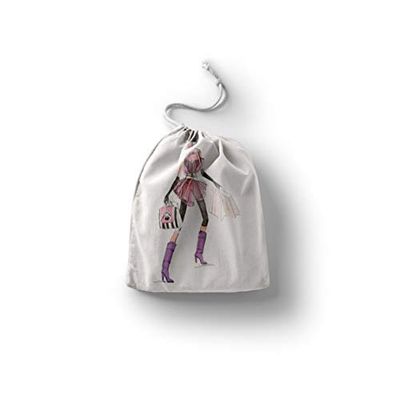 Bonamaison Impreso Algodón Bolsas con Cordón, Bolsa con Cordel para el Hogar y el Almacenamiento de Verduras, Bolso de Compras, Plegable, Ecologica, Reutilizables, Tamaño: 40x50 Cm
