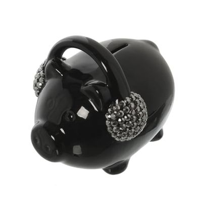 Alexandra House Living Decorative Figure Black Ceramic 16 x 11.5 x 13.5 cm Piggy Bank