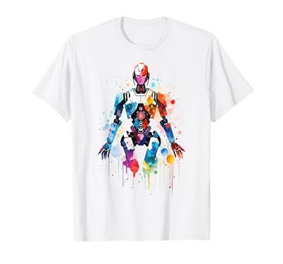 Watercolor Robot Splatter Paint Futuristic Sci Fi Cyberpunk T-Shirt