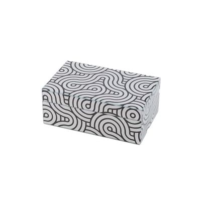 Romimex Boîte à bijoux blanche noire en verre 25 x 11 x 18 cm - Marque EAN : 8435700831258
