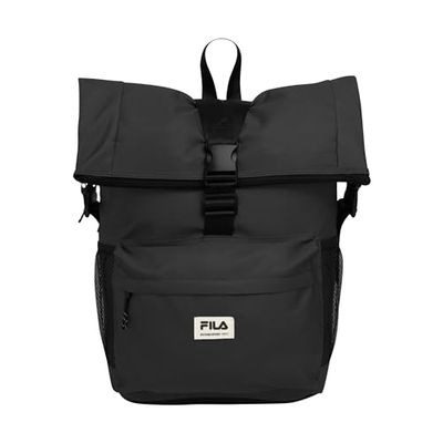 FILA Unisex TEMA trekking rulltopp ryggsäck, svart, svart, 32 x 42 x 15 cm