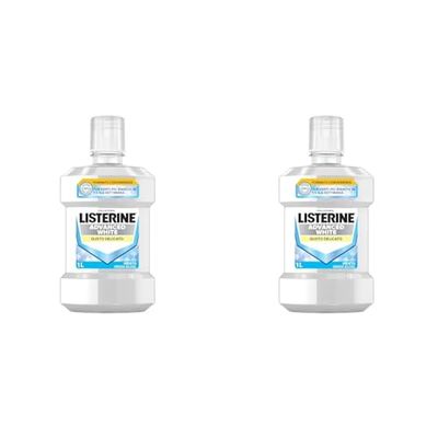 LISTERINE Advanced White Collutorio Sbiancante al Gusto Delicato di Menta, Senza Alcool per Denti Bianchi e Igiene Orale Completa, 1L (Confezione da 2)