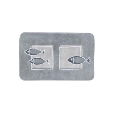Spirella Tapis de Bain Polyester Andros 55x65cm Motif Poisson Gris