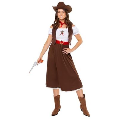 Amscan 9918998 - Women's World Book Day Western Cowgirl Adults Fancy Dress Costume Size: 10-12