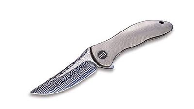 WE Knife Synergy 2 Damascus zakmes voor volwassenen, uniseks, zilver, maat 21