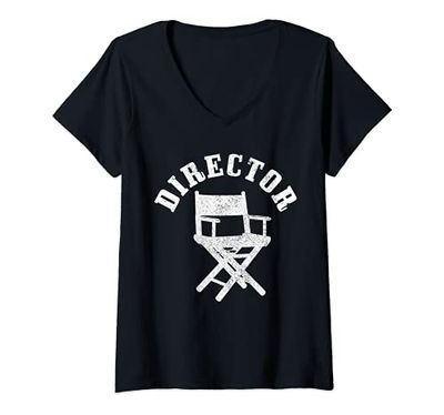 Womens Movie Director Chair Film Making Filmmaker Funny Gift V-Neck T-Shirt