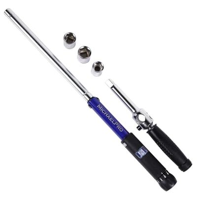 MichaelPro MP001002 Click Through Torque Wrench – 1/2" Dr avec 3 douilles (11/16", 3/4", 13/16" / 17-19-21 mm) avec micro ajustement précis – 2 en 1 avec clé à cliquet pour automobiles et véhicules de