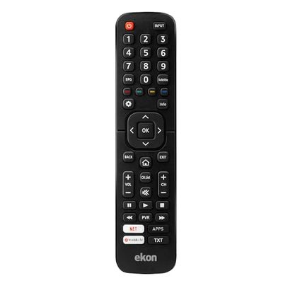 Ekon Hisense universele afstandsbediening voor tv en smart tv, vervangende afstandsbediening met intuïtieve bediening, toetscombinaties voor apps en streamingdiensten, zonder installatie direct klaar