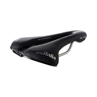 Selle Italia MAX FLITE Boost Gel TI 316 Superflow - Sella Bicicletta con Telaio in TI 316 e Foro Anatomico, Massimo Comfort, Bici da Corsa e MTB - Taglia L3, Nero