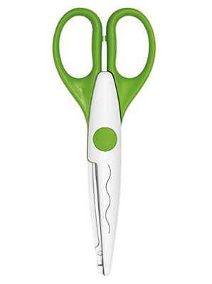 Wedo 0771901 Tijeras de Corte Creativo de 16 Cm con Corte Ondulado, Longitud 160 Mm, Verde