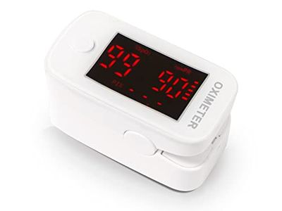 QUIRUMED Pulsioxímetro de dedo con gráfica de pulso, pantalla LED, Medidor de saturación de oxígeno (SpO2), Lectura instantánea, Apagado automático, Bajo consumo