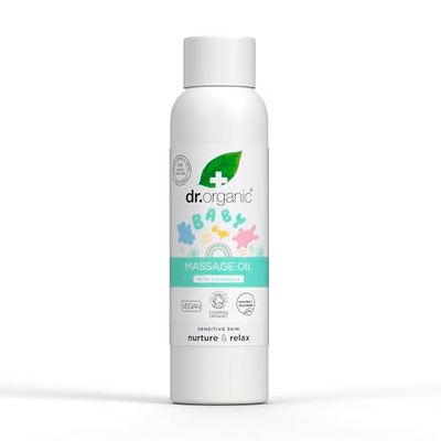 Huile de Massage pour Bébé au Calendula Dr Organic, Peau Sensible, Massage Apaisant & Affectif, Testé Dermatologiquement, Naturel, Végan, Sans Cruauté, Sans Paraben & SLS, Bio Certifié, 150ml