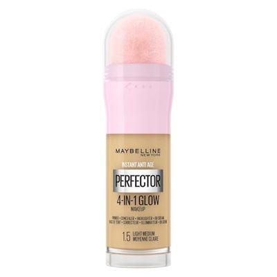 Maybelline New York Instant Anti Age Rewind Perfector, 4-In-1 Glow Primer, Concealer, Highlighter, Self-Adjusting Shades, Evens Skin Tone with a Glow Finish, Shade: 1.5 Light Medium, 20.0 milliliters