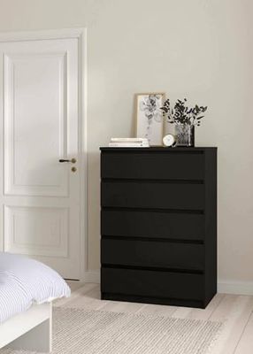 Dmora - Commode Georgette, Commode Polyvalente, Commode de Chambre, Meuble avec Tiroirs, 77x50 h111 cm, Noir