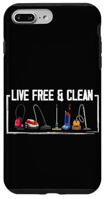Live Free & Clean Aspirapolvere divertente Custodia per iPhone 7 Plus/8 Plus