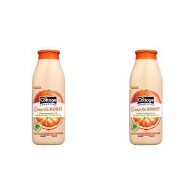COTTAGE - Shampoing Coup de Boost à la kératine végétale - Cheveux ternes et sans volume - 97% d'ingrédient d'origine naturelle - Flacon 100% recyclé - 250ml (Lot de 2)