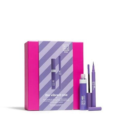 3INA MAKEUP - The Vibrant One Kit - Morado - Kit Maquillaje Lila - The Color Pen Eyeliner 482 + The Color Mascara 482 - Kit de Maquillaje de Larga Duración & Color Vibrante - Vegan - Cruelty Free