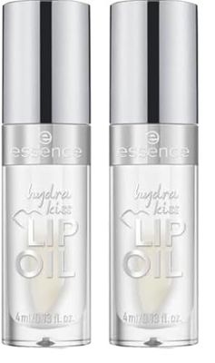 Essence Cosmetics Hydra Kiss Olio Labbra, Idratante, Curativo, con Oli, Lucida, Rugiadosa, 4 ml (Confezione da 2)