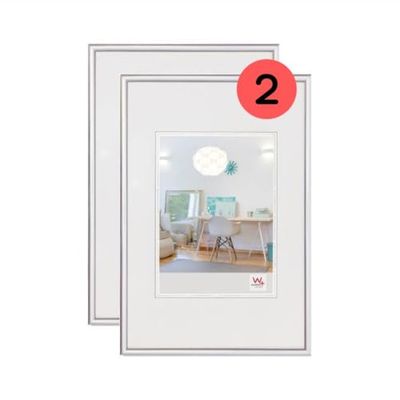 walther design KV015SD - Cornice portafoto New Lifestyle, confezione doppia, 10 x 15 cm, colore: argento, in confezione doppia