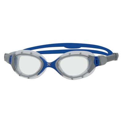 Zoggs Predator Flex Goggles, UV-bescherming zwembril, snel verstelbare zwembrilriemen, mistvrije volwassen zwembrillenzen, bril, ultra fit, grijs/blauw/helder - normale pasvorm