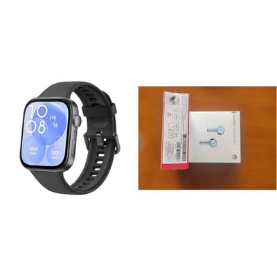 HUAWEI WATCH FIT 3, ultradun design met AMOLED-scherm van 1,82 inch, Zwart & HUAWEI FreeBuds SE 2, Batterijlevensduur van 40 uur, White