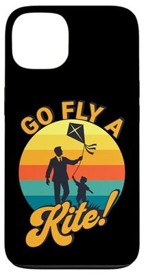 Go Fly a Kite! Retro Father Son Kite Flying Silhouette Art Case for iPhone 13
