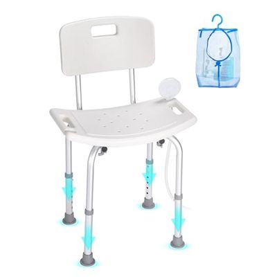 VEVOR Siège de Douche Antidérapant Hauteur Réglable 390-520 mm Chaise de Douche Chargeant 158,8 kg Fauteuil de Bain en Alu et PE Aide à la Douche pour Personnes Âgées Femmes Enceintes Salle de Bain