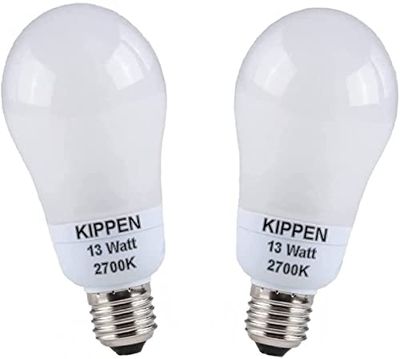 kippen 1409BX - Confezione 2 pezzi di Lampade a Risparmio Energetico Modello Goccia, 13 Watt. Luce Calda 2700K. Attacco E27