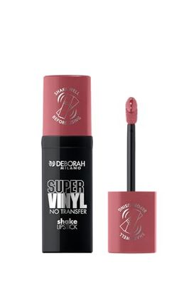 Deborah Milano - Super Vinyl Shake Lipstick Rossetto Liquido Vinilico, N.1 Rose, Colore Intenso e No Transfer, Dona Labbra Viniliche e Impeccabili fino a 16 Ore, 4ml