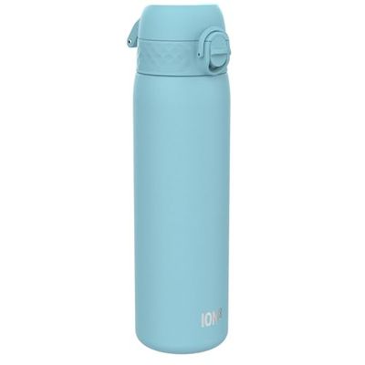 ION8 Botella Agua Inox Ligero, 600ml, Sin Aislamiento, a Prueba de Fugas, Fácil de Abrir, Cerradura Segura, Aptas para Lavavajillas, Fácil de Limpiar, Resistente a Rayones, Azul De Alaska