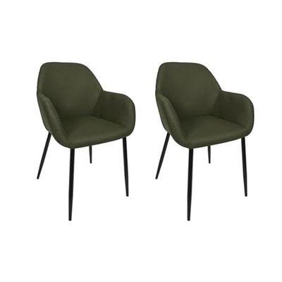 HOME DECO FACTORY, HD0480, juego de 2 sillones átomo caqui, diseño contemporáneo, confort óptimo, versátil para salón u oficina, fácil de mantener, dimensiones ideales, tamaño: 59 x 85 x 557 cm, caqui