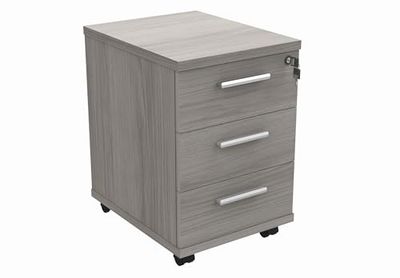 Office Hippo Mueble de Oficina con Pedestal móvil de 3 cajones, Resistente, Armario de Oficina con Cerradura, 5 años, Madera, Roble Gris de Alaska, 40,4 x 50 x 59,5 cm