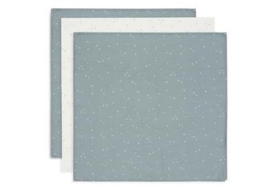 Jollein Lot de 3 Serviettes en Mousseline pour bébé - Twinkling - Vert mer - 70 x 70 cm - 100% Coton - Lingettes pour bébé - Certifiées Oeko-Tex